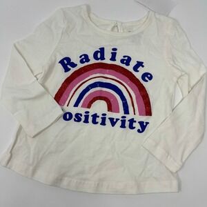 Joe Fresh Radiate Positivity Rainbow Glitter Keyhole Back Girls T-Shirt 12-18m